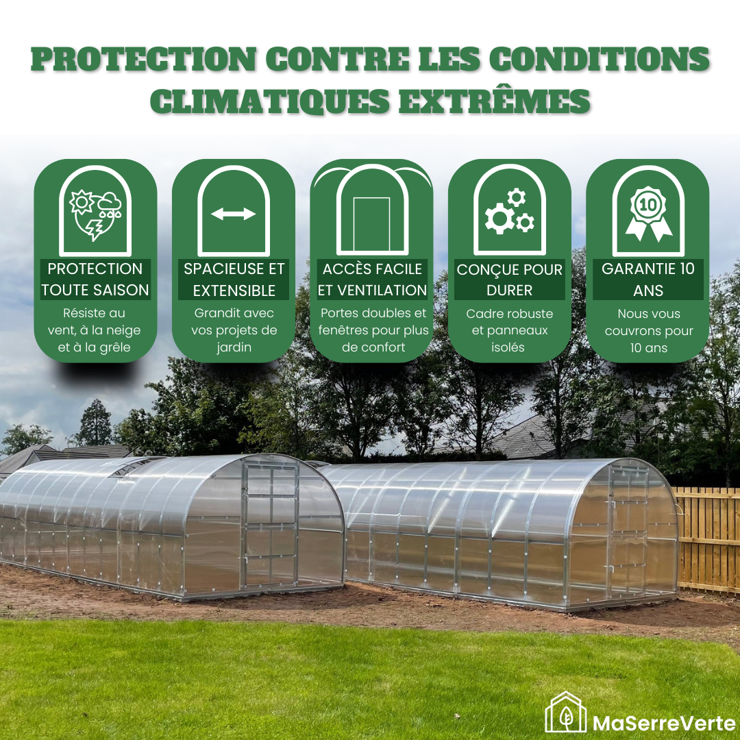 Serre La Classique en polycarbonate, garantie longue durée - MaSerreVerte